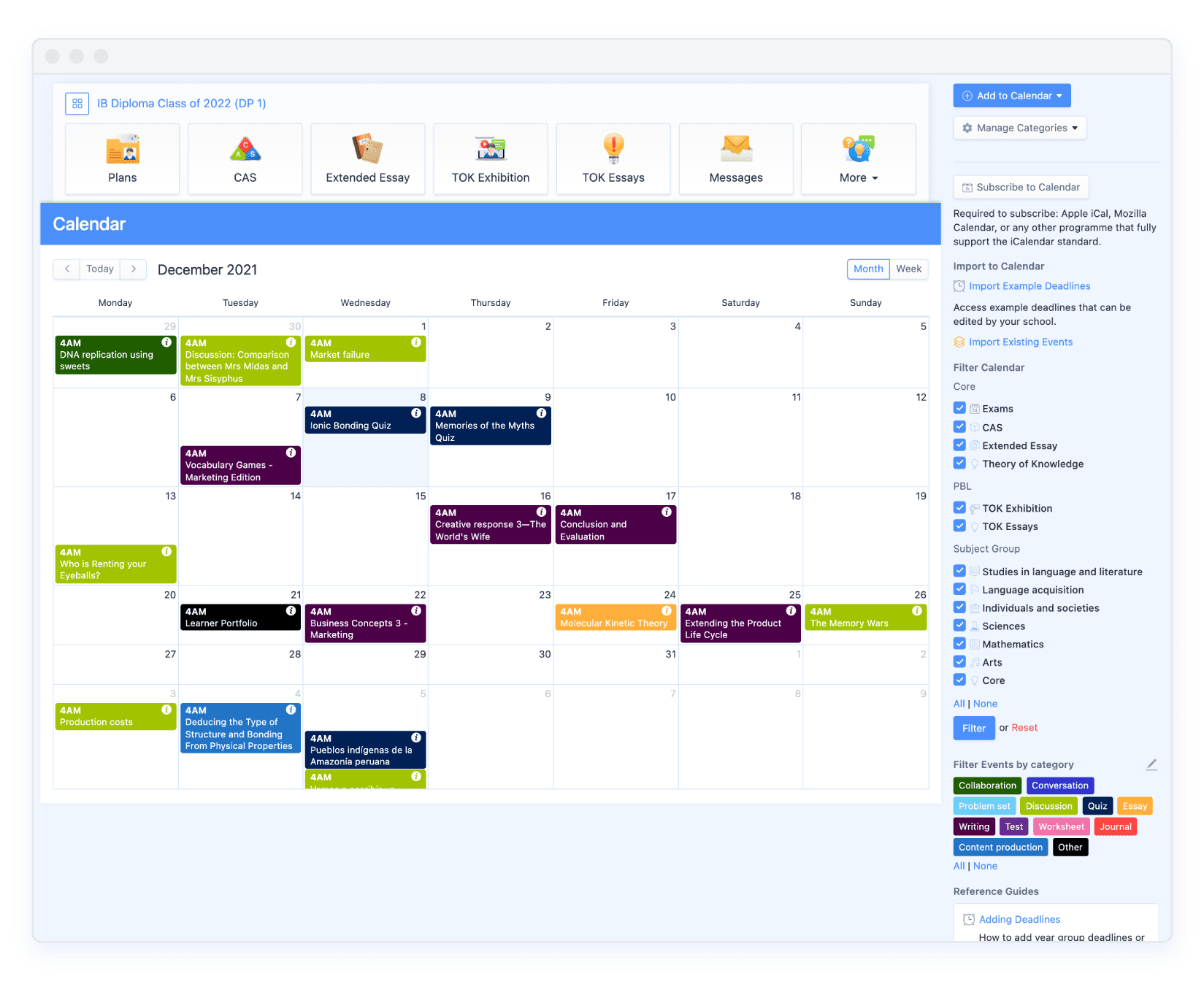 Diploma Calendar